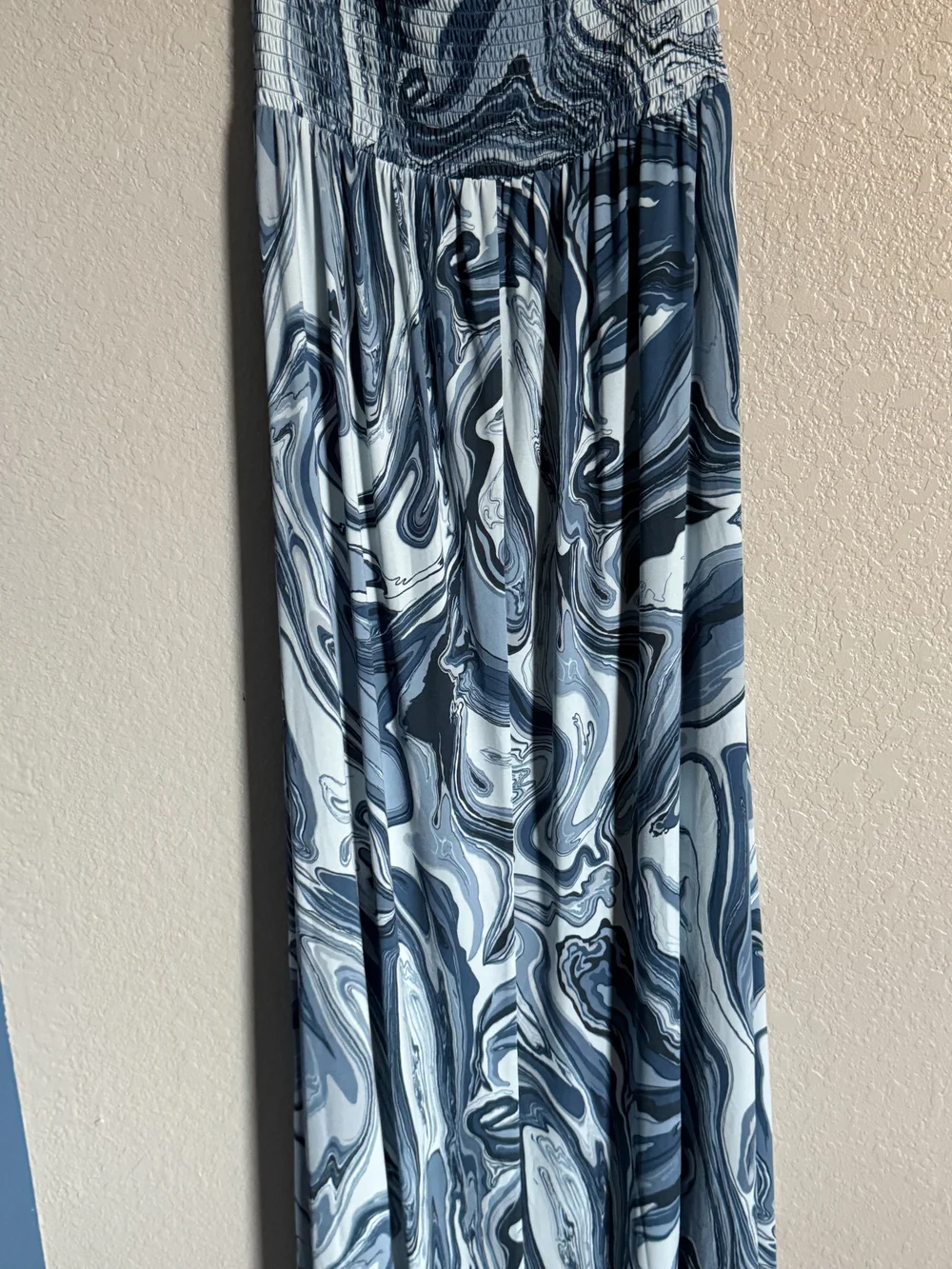 Michael Kors Blue Marble-Print Maxi Dress